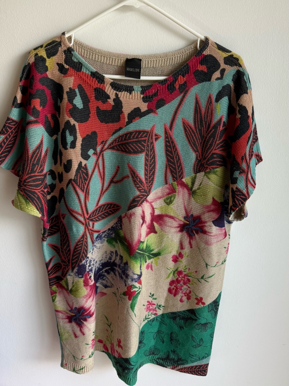Madeline Multicolor Floral & Leopard Knit Top